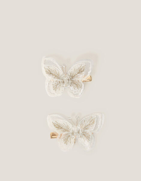 2-Pack Embroidered Butterfly Hair Clips, , large