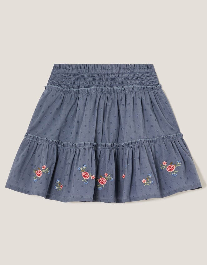 Floral Embroidered Rara Skirt, Blue (BLUE), large