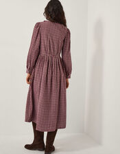 Agatha Tie Front Check Midi Dress, Red (CHERRY), large