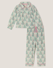 Christmas Tree Print Long Pyjamas Set, Green (GREEN), large
