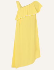 One-Shoulder Frill Dress in LENZING™ ECOVERO™, Yellow (YELLOW), large
