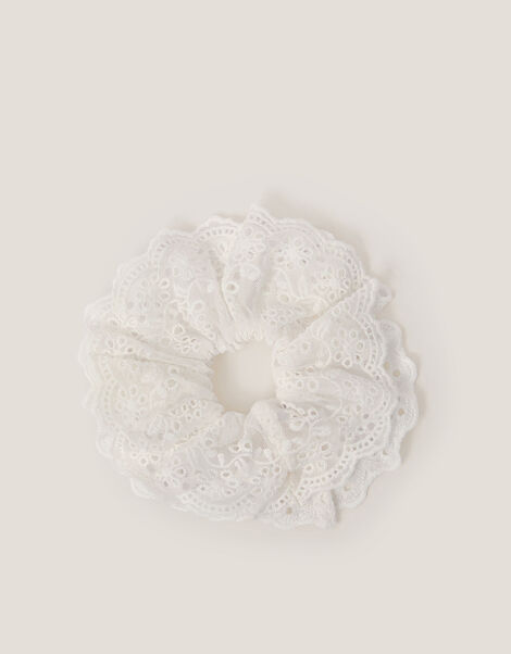 Broderie Frill Hair Scrunchie, , large