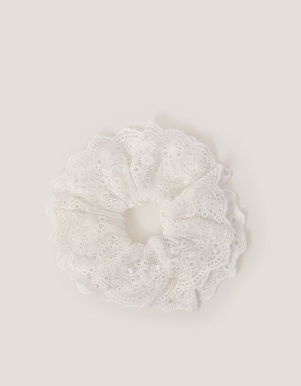 Broderie Frill Hair Scrunchie, , large