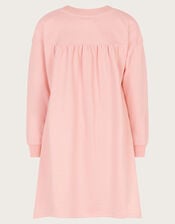 Floral Embroidered Sweatshirt Dress, Pink (PINK), large
