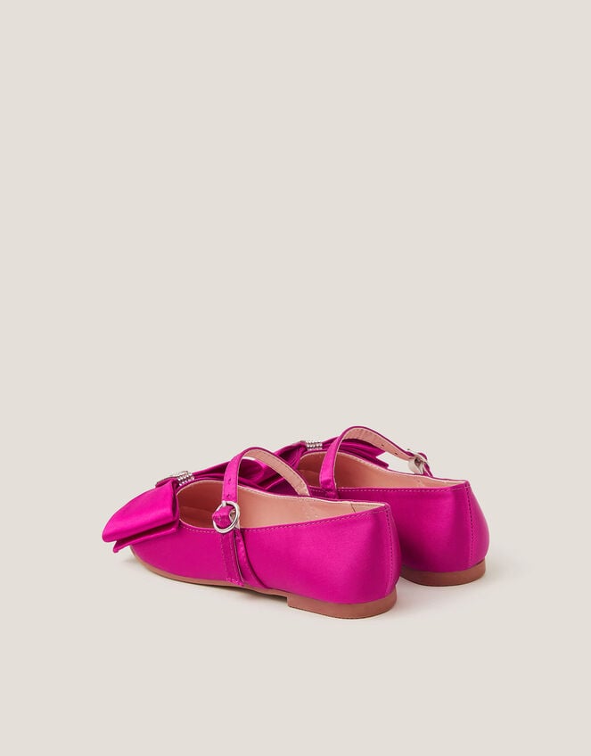 Bow Satin Ballet Flats, Pink (PINK), large