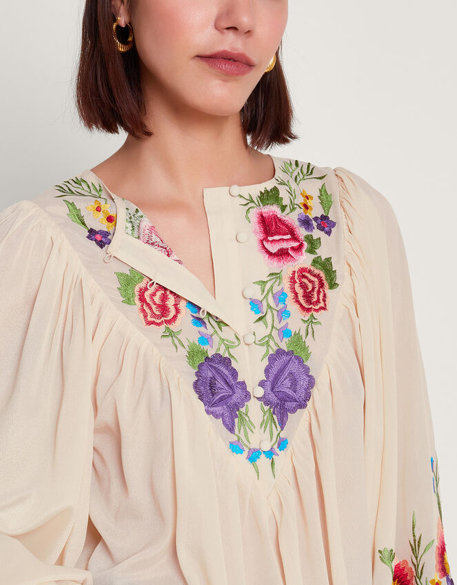 Winny Embroidered Floral Blouse, Ivory (IVORY), large