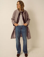 Belle Funnel Neck Boucl&eacute; Coat, Mink (MINK), large