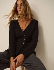 Saf V-Neck Crossover Cardigan, Black (BLACK), large