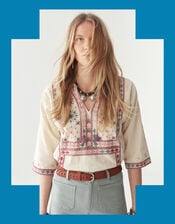 Maison Hotel Nimirta Embroidered Blouse, Multi (MULTI), large