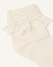 Olivia Lace Trim Socks, Ivory (IVORY), large