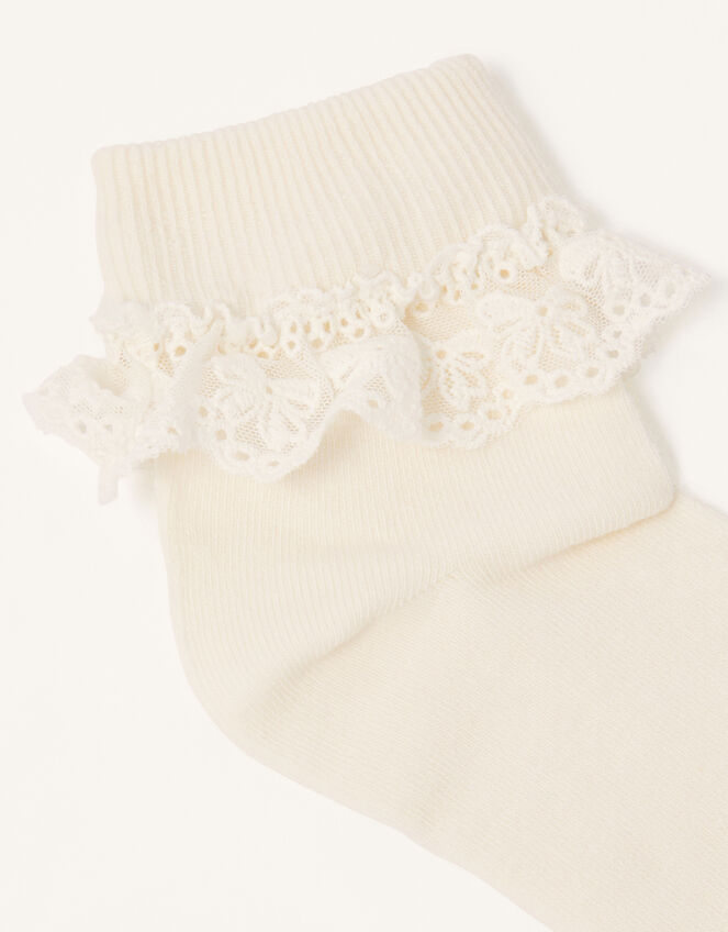 Olivia Lace Trim Socks, Ivory (IVORY), large