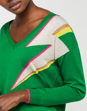 Lena Lightning Bolt Jumper, Green (GREEN), large