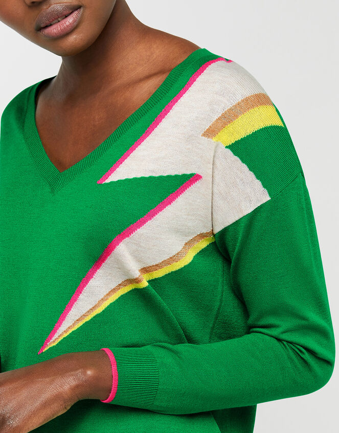 Lena Lightning Bolt Jumper, Green (GREEN), large