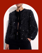 East Bow Embellished Jacket , Black (BLACK), large