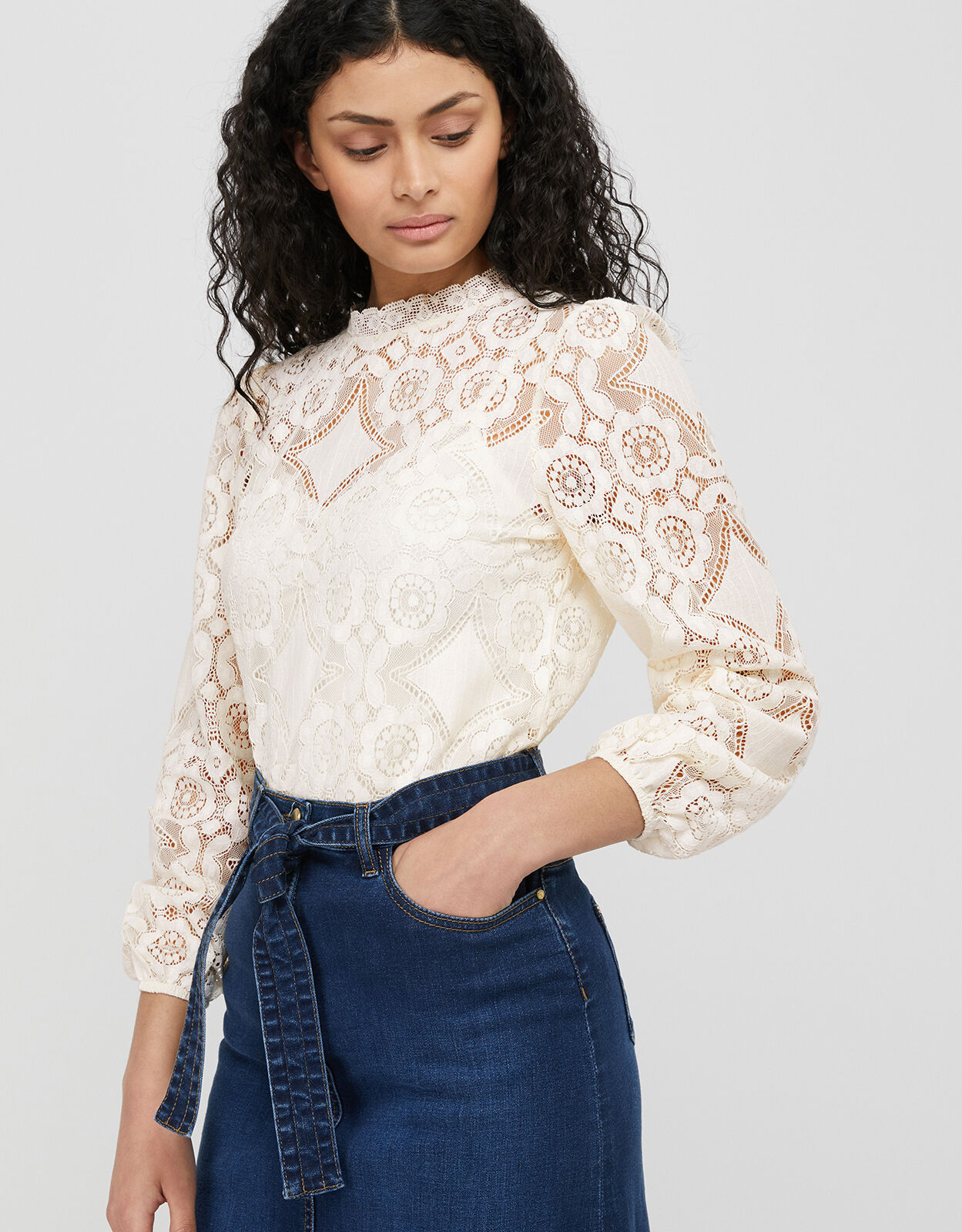 Sheer lace blouse clearance