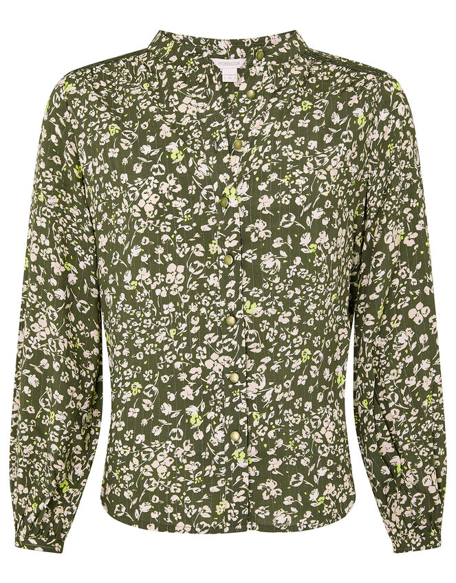 Ditsy Floral Top in LENZING&trade; ECOVERO&trade;, Green (KHAKI), large