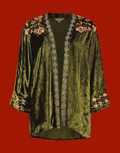 East Phoebe Embroidered Velvet Jacket, Green (GREEN), large