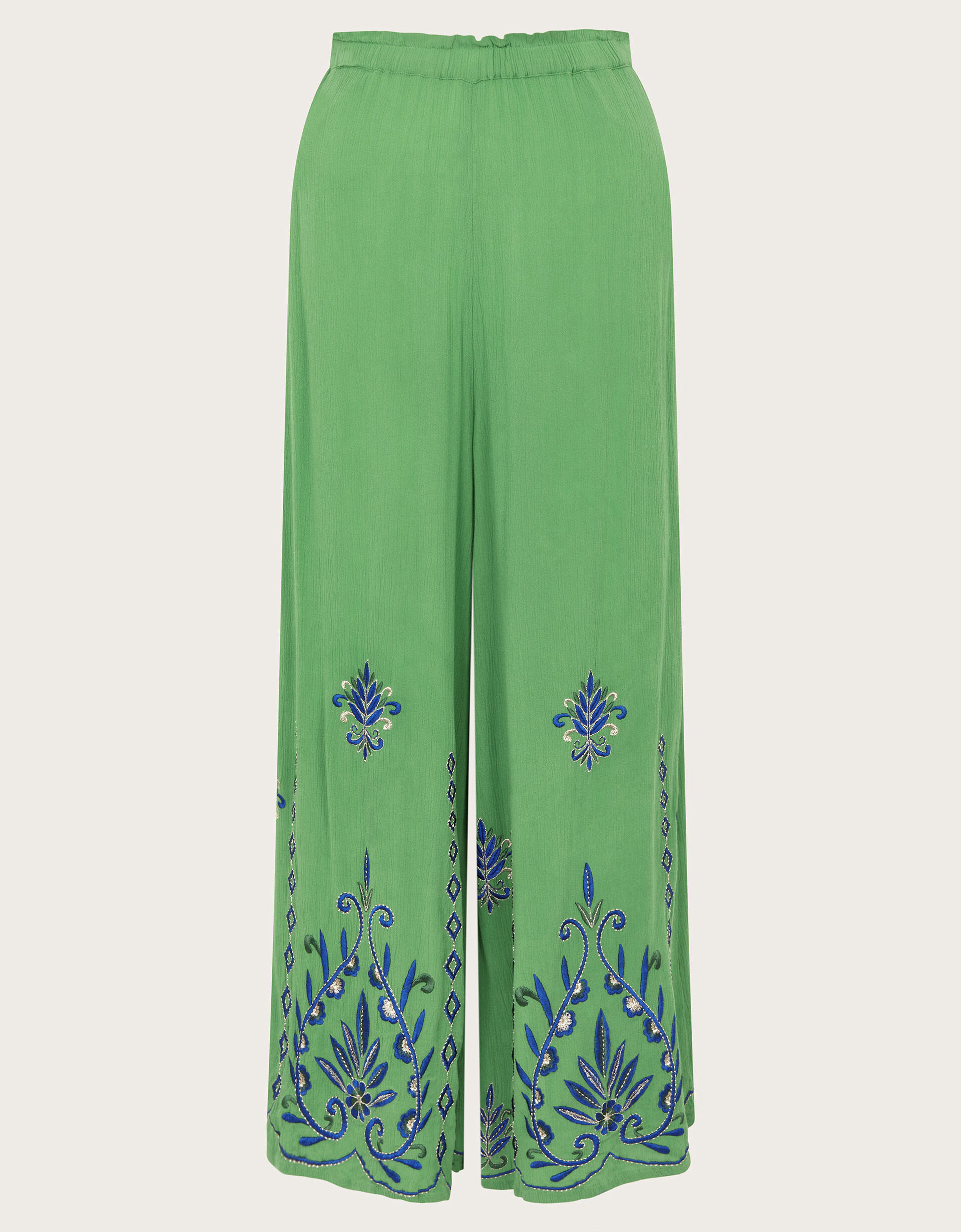 Saffron Embroidered Wide Leg Trousers Green | Pants & Leggings | Monsoon US.