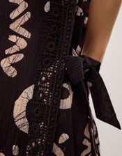 Mafalda Sun Print Lace Midi Dress, Black (BLACK), large