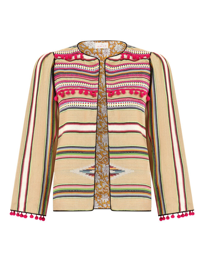 East Dayse Woven Pom Pom Jacket, Natural (STONE), large