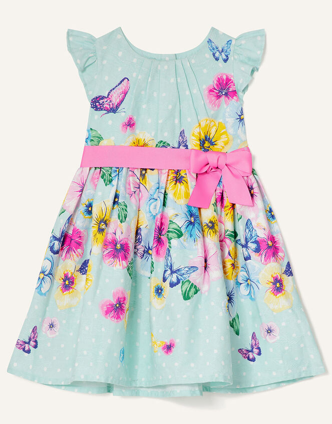 Baby Floral Jacquard Dress , Blue (AQUA), large