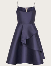 Structured Asymmetric Prom Dress, Blue (NAVY), large
