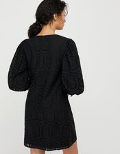 Pippa Pineapple Embroidered Lace Dress, Black (BLACK), large