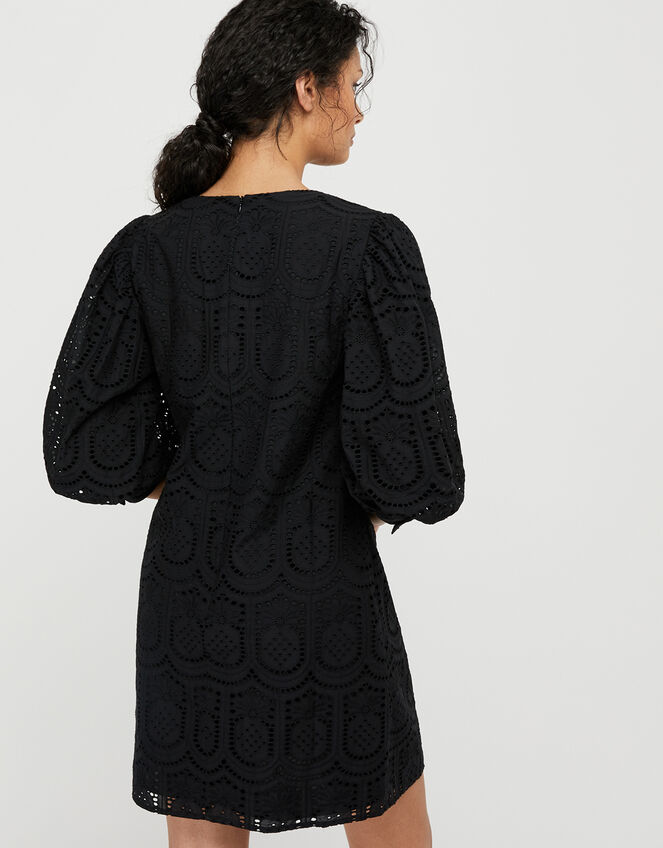 Pippa Pineapple Embroidered Lace Dress, Black (BLACK), large