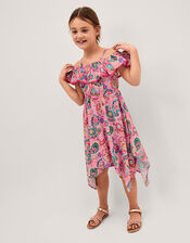 Paisley Print Hanky Hem Dress, Pink (PINK), large