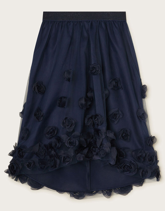 3D Roses Hi Low Skirt, Blue (NAVY), large