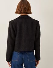Rubi Crop Tweed Blazer, Black (BLACK), large