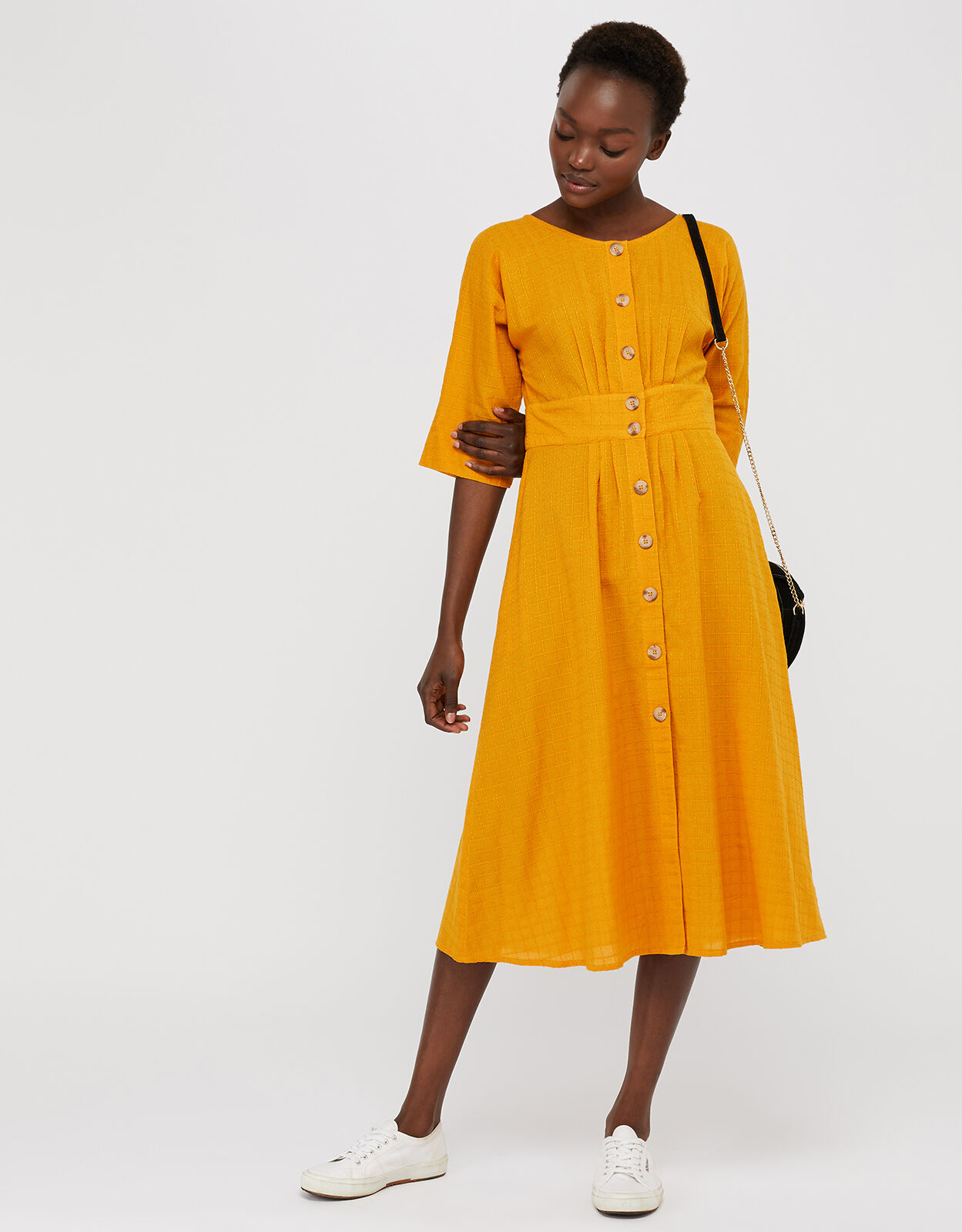 Yellow cotton midi dress Clearance