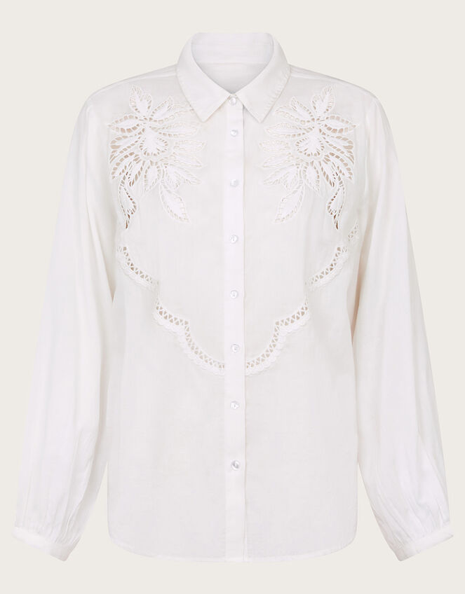 Flora Cutwork Shirt, White (WHITE), large