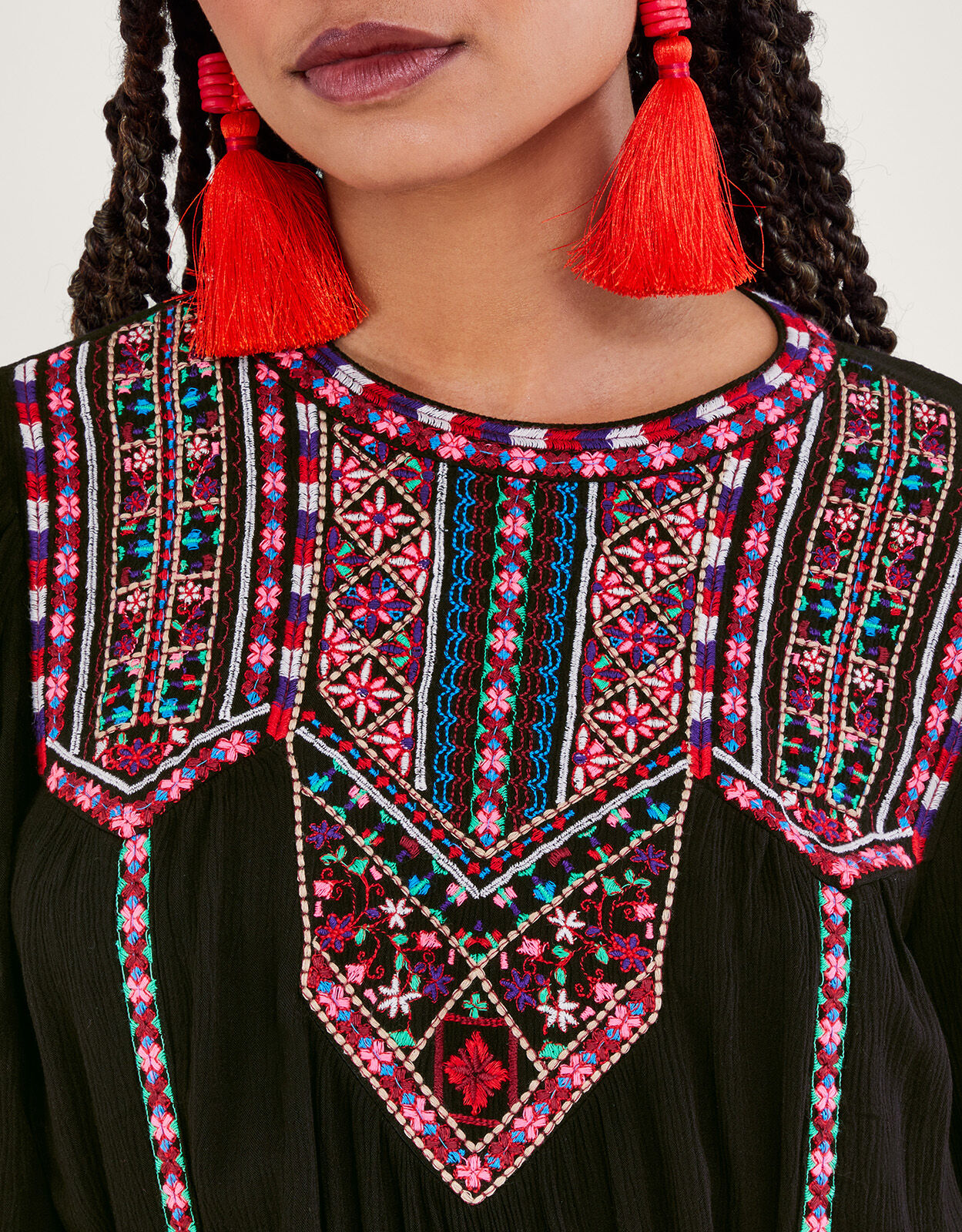 Mexican embroidered top maxi dress