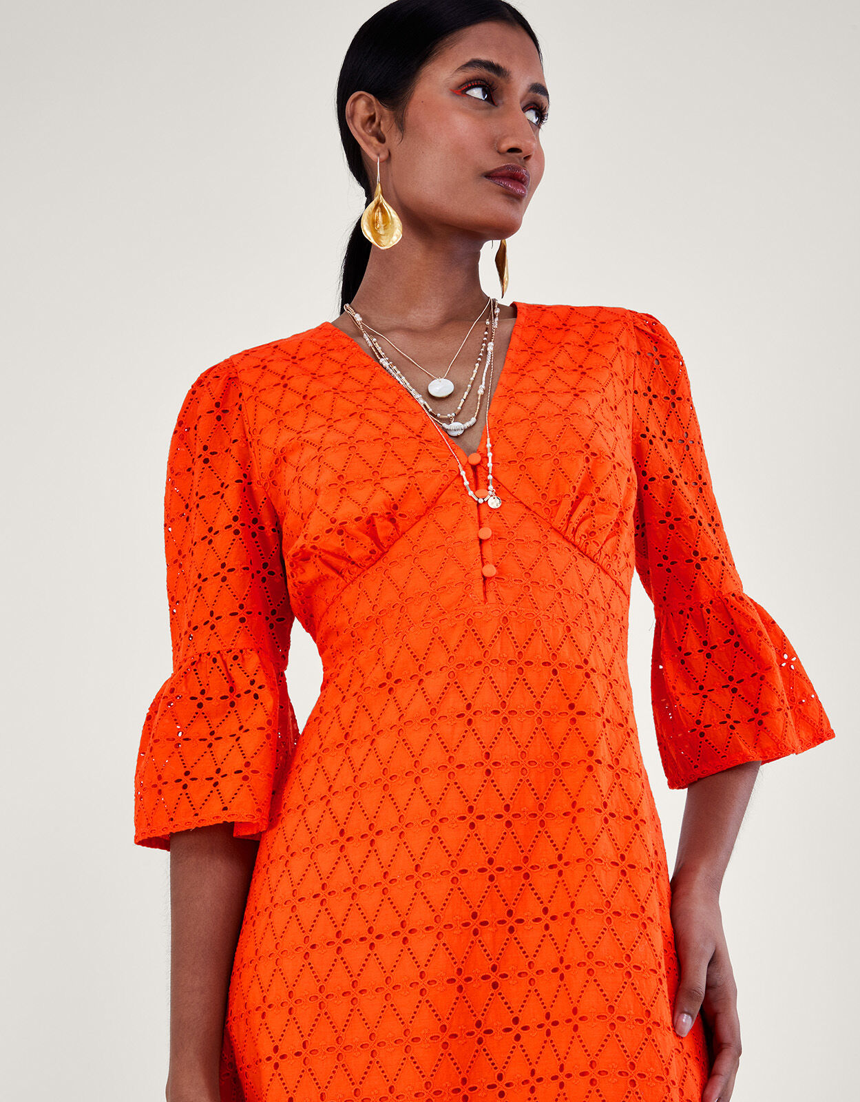 Broderie Dress Orange Day Dresses Monsoon Global