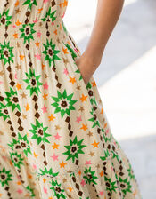 La Galeria Elefante Floral Print Midi Dress, Orange (PEACH), large