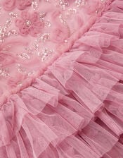 Shikha Floral Embellished Tiered Ruffle Dress, Pink (DUSKY PINK), large