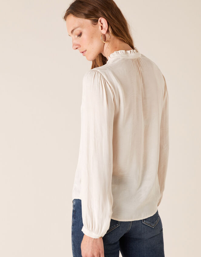 Paisley Jacquard Blouse with Recycled Fabric, Cream (CREAM), large