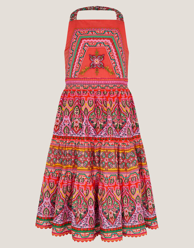 Heritage Print Halter Dress, Orange (ORANGE), large