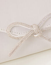 Bow Detail Satin Clutch, , large