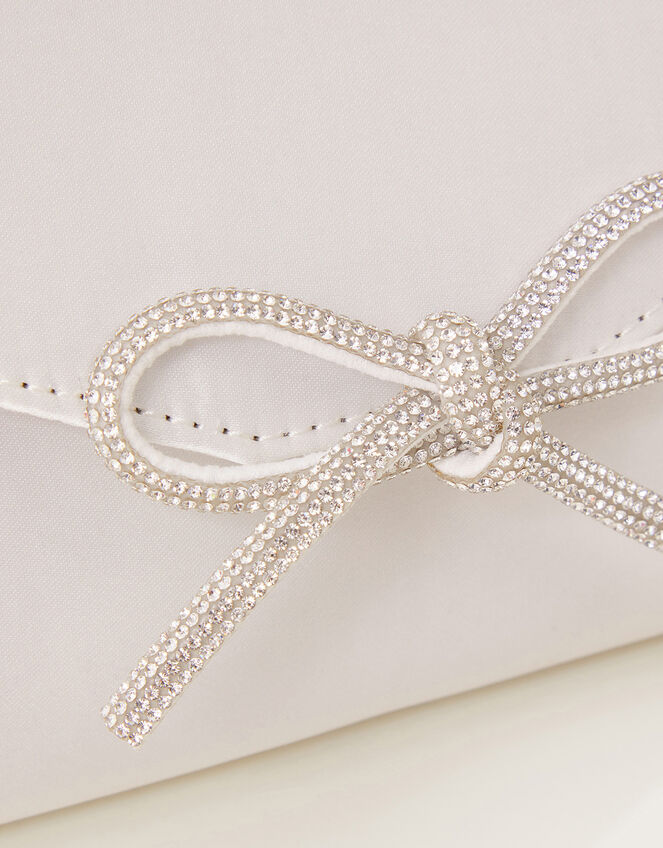 Bow Detail Satin Clutch, , large