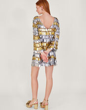 Darina Sequin Tunic Dress, Silver (SILVER), large