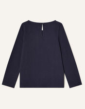Sequin Horse Long Sleeve Top, Blue (NAVY), large