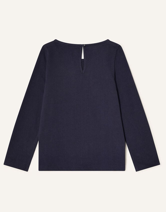 Sequin Horse Long Sleeve Top, Blue (NAVY), large