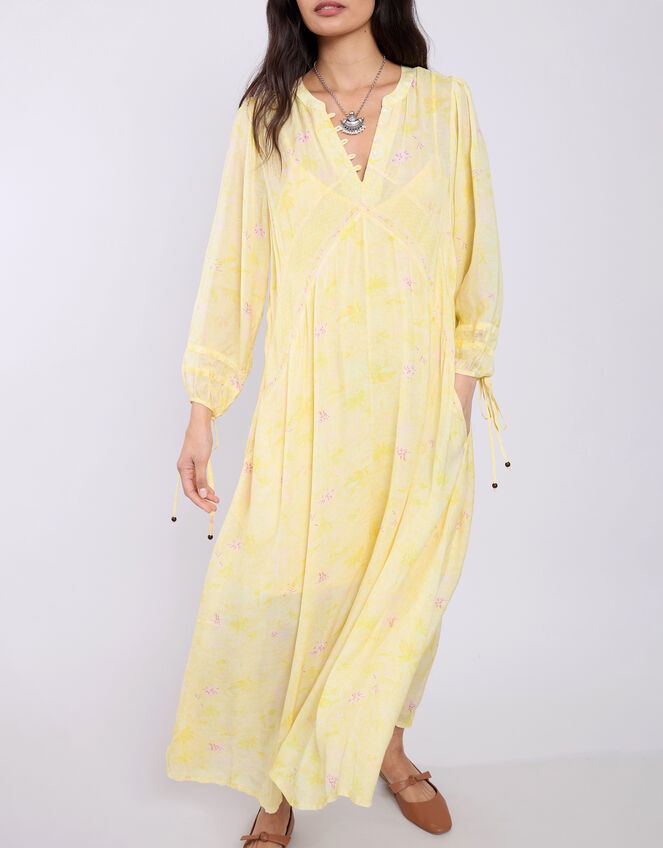 East Gracie Floral Maxi Smock Dress, Yellow (YELLOW), large