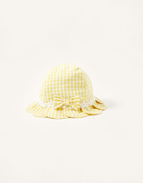 Baby Gingham Petal Bow Hat Yellow, Yellow (YELLOW), large