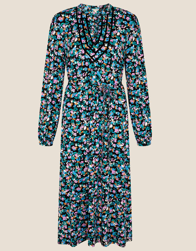 Ditsy Print Jersey Midi Dress, Multi (MULTI), large