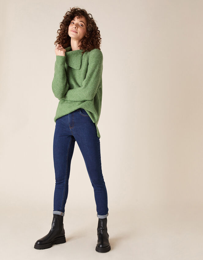 LOUNGE Split Neck Knit Jumper , Green (GREEN), large