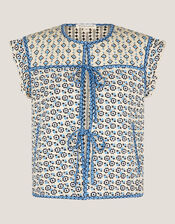 Judy Geometric Quilted Waistcoat, Ivory (IVORY), large