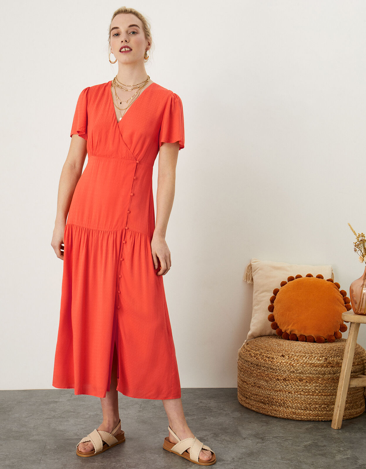 Orange dress monsoon clearance